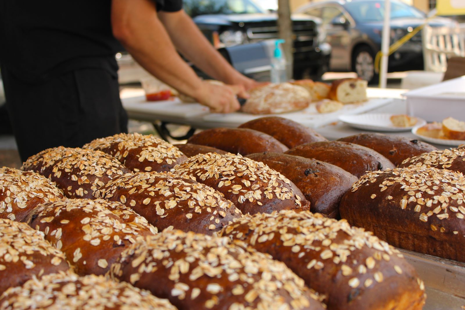 farmers market bread stand